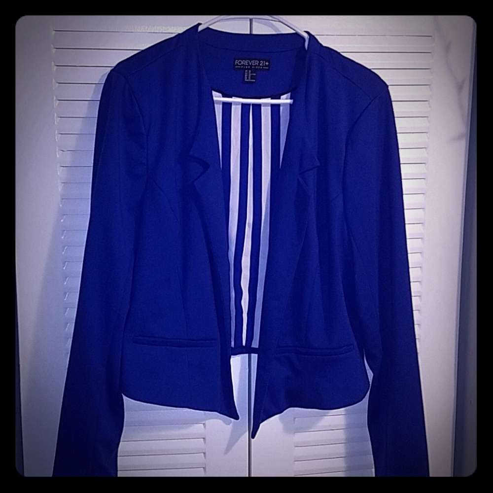 *Reposh* Cobalt Blue Strip Lined Jacket